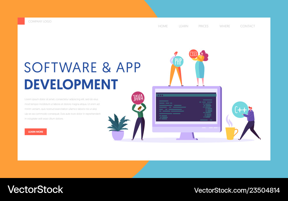 Software app development technology web page vector image