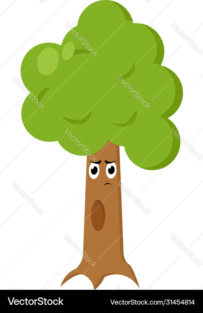 Tree with face on white background vector image