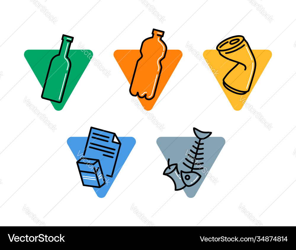Waste sorting pictograph set for different garbage vector image