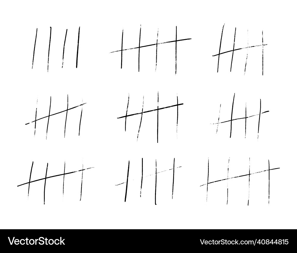 A scratched count of five days tally marks A scratched count of five days tally marks vector image