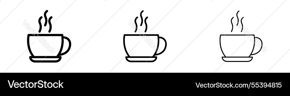Coffee icons in three different stroke lines Vector Image
