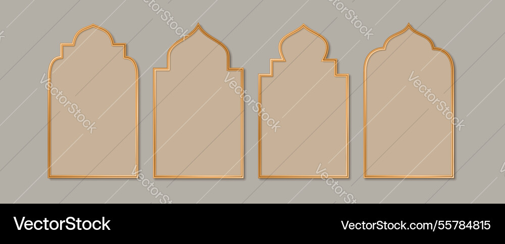 Collection of islamic windows and arches Vector Image