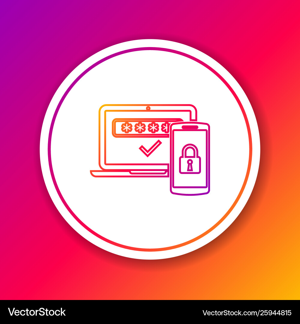 Color multi factor two steps authentication line Color multi factor two steps authentication line vector image
