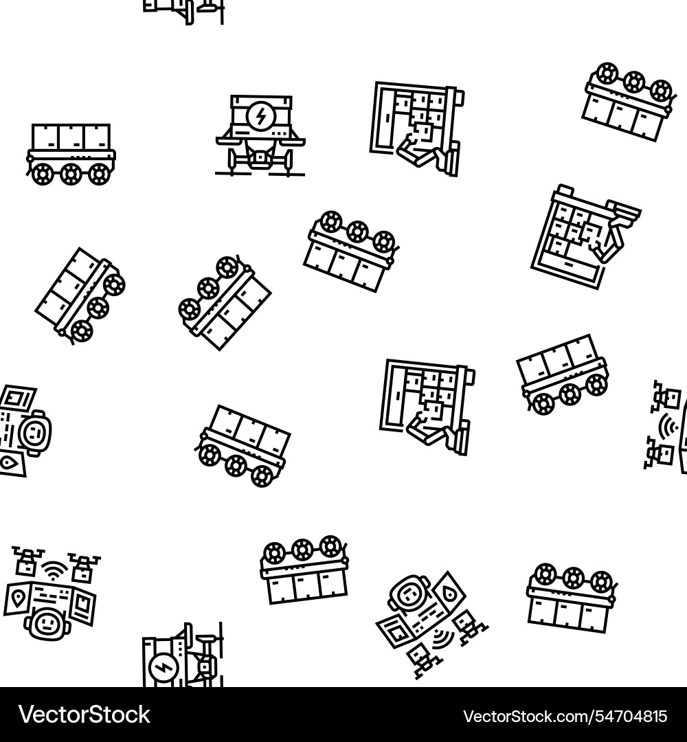 Delivery autonomous robot seamless pattern Delivery autonomous robot seamless pattern vector image