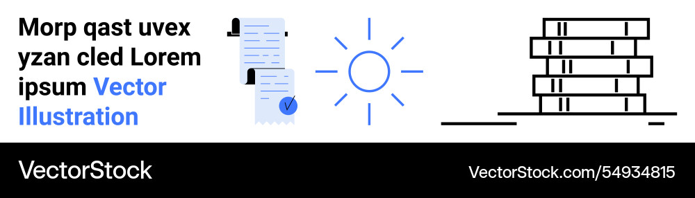 Documentation icons with sun symbol and building Documentation icons with sun symbol and building vector image