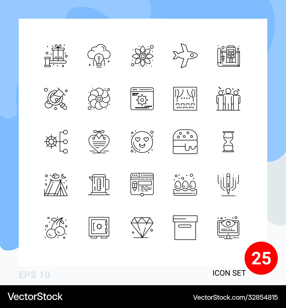 Editable line pack 25 simple lines design vector image