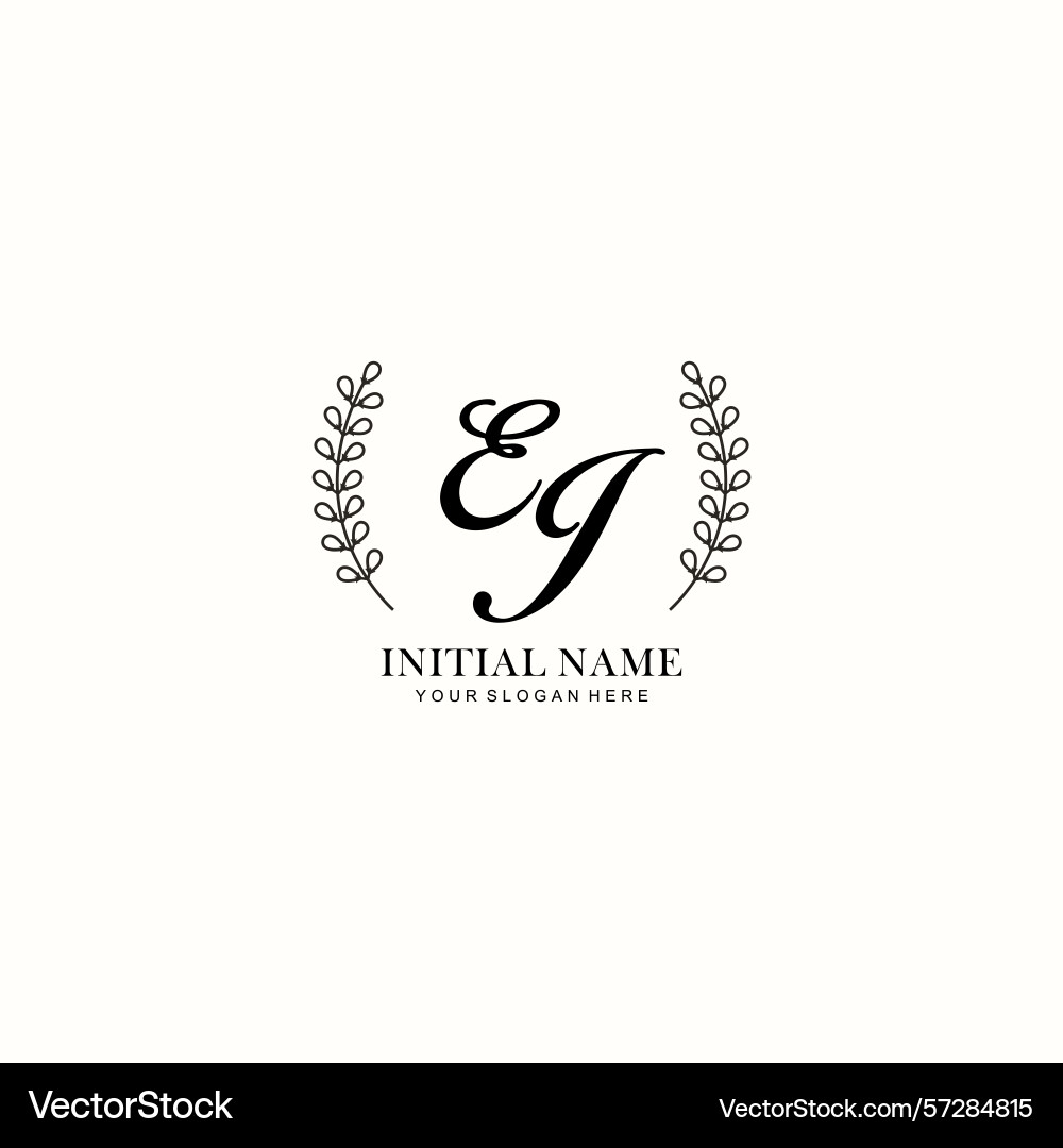 Ej initial logo templates with botanical elements Vector Image
