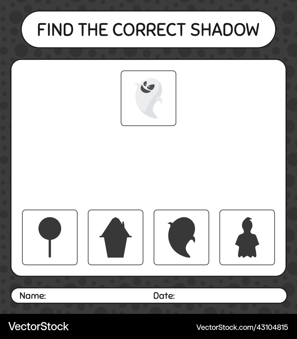 Find the correct shadows game with ghost Find the correct shadows game with ghost vector image