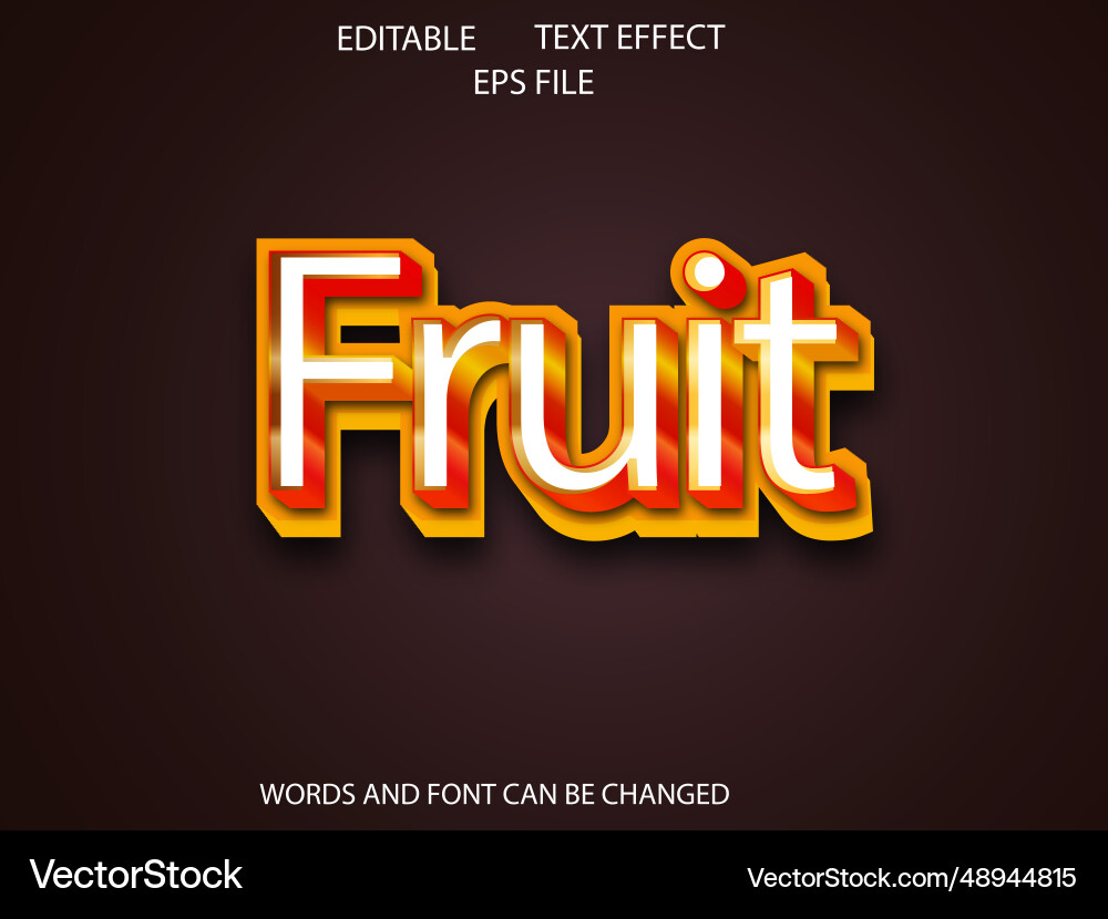 Fruit text effect font editable typography 3d Fruit text effect font editable typography 3d vector image