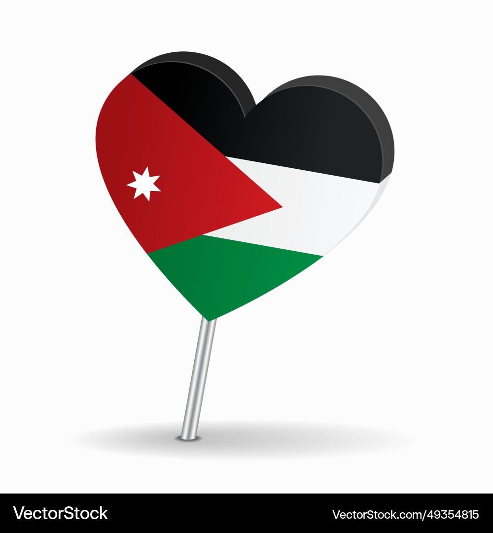 Jordan Flag Heart Pointer Map Vector Image