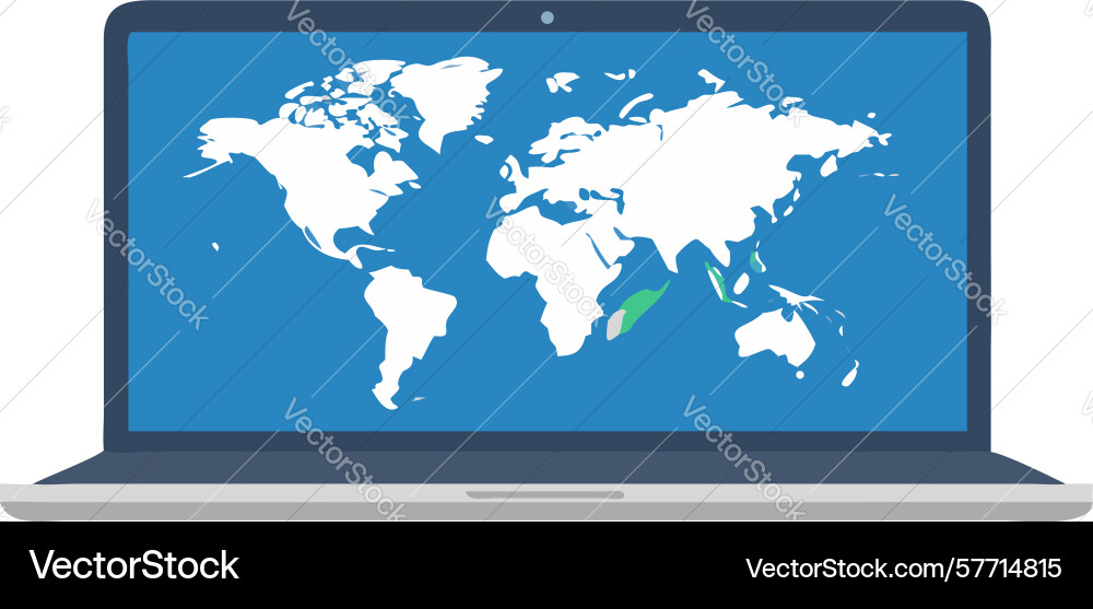 Laptop with world map global connection design vector image