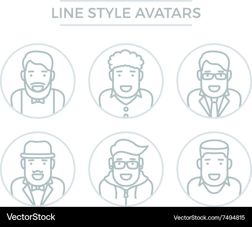 Line People Icons - Portrait Set vector image