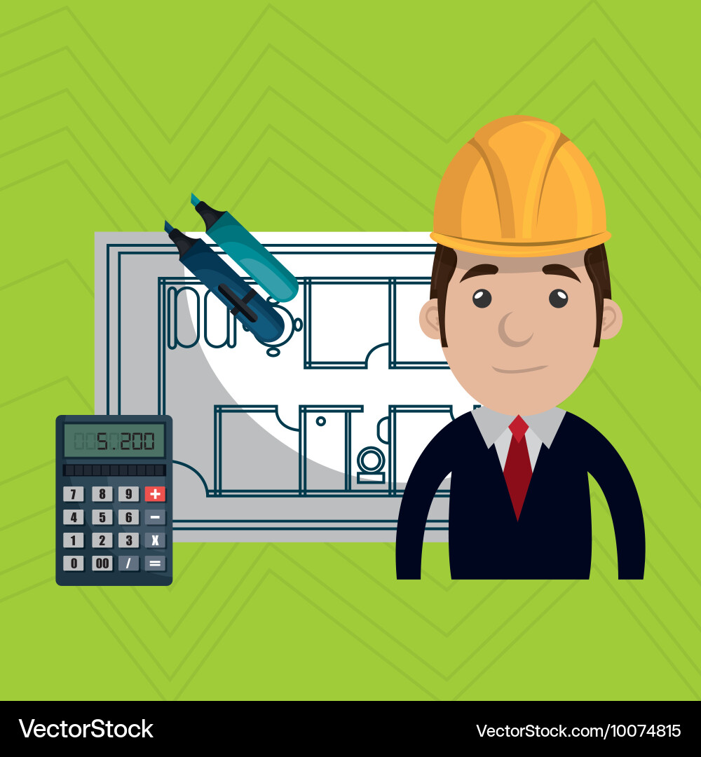 Man architecture calculator plans Vector Image