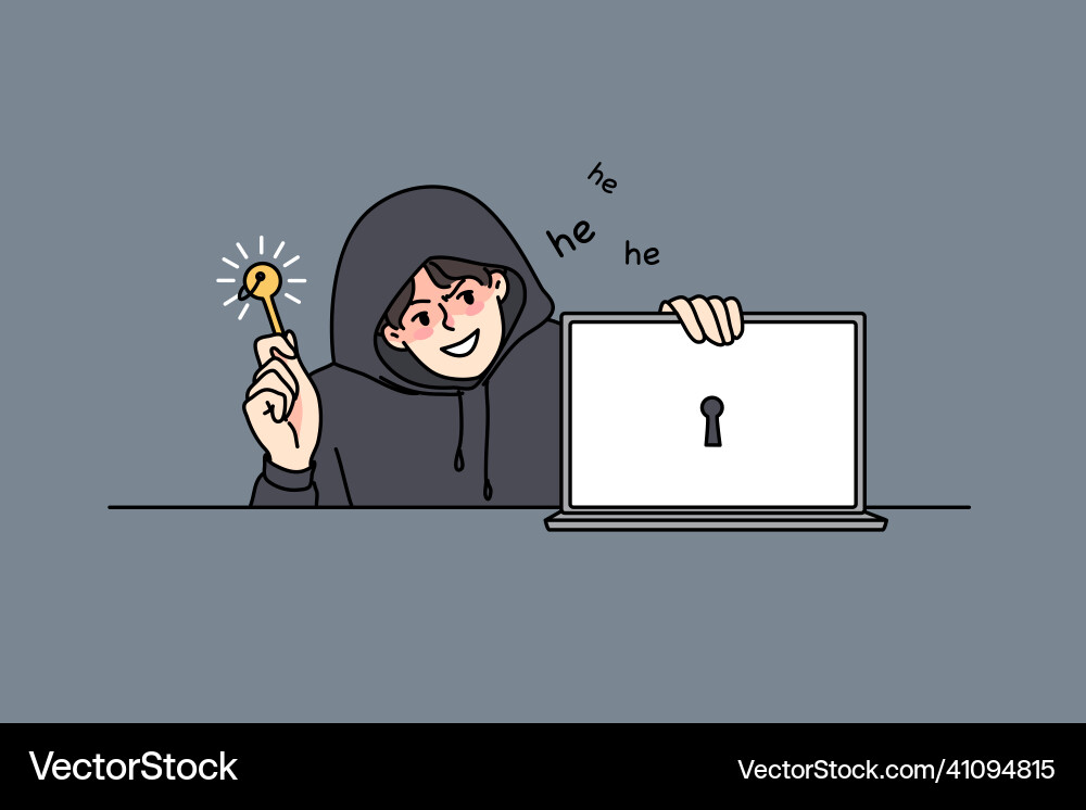 Man Hacker brechen Computersystem Man Hacker brechen Computersystem vektorbild