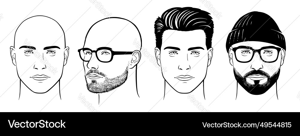 Man portrait shaved mans face Man portrait shaved mans face vector image