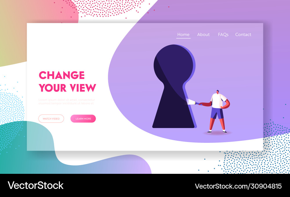 Man solving room escape task landing page template Man solving room escape task landing page template vector image