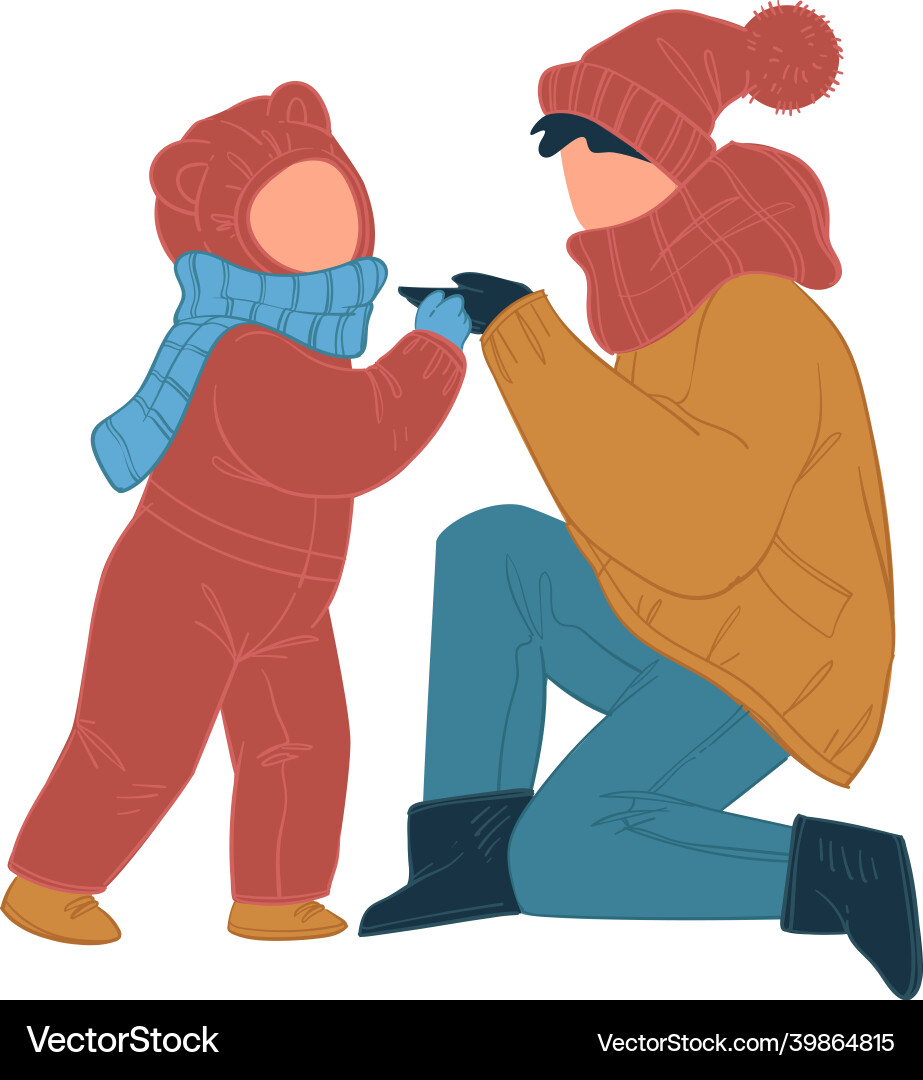 Mutter und Kind tragen warme Kleidung Wintersaison Mutter und Kind tragen warme Kleidung Wintersaison vektorbild