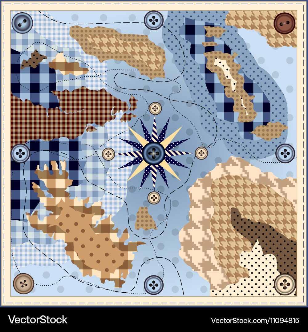 Patchwork Map Square Neckerchief Vector Image