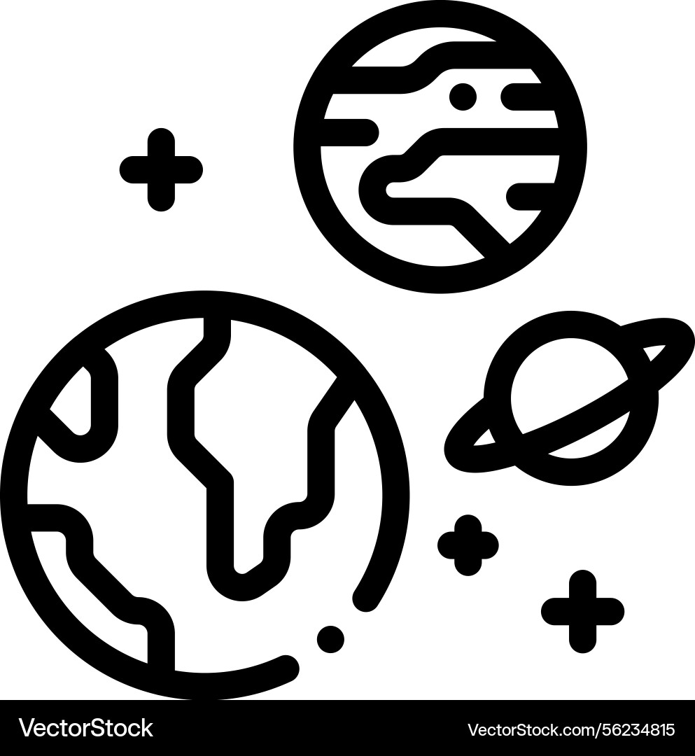 Planets icon thin linear style design isolated Planets icon thin linear style design isolated vector image