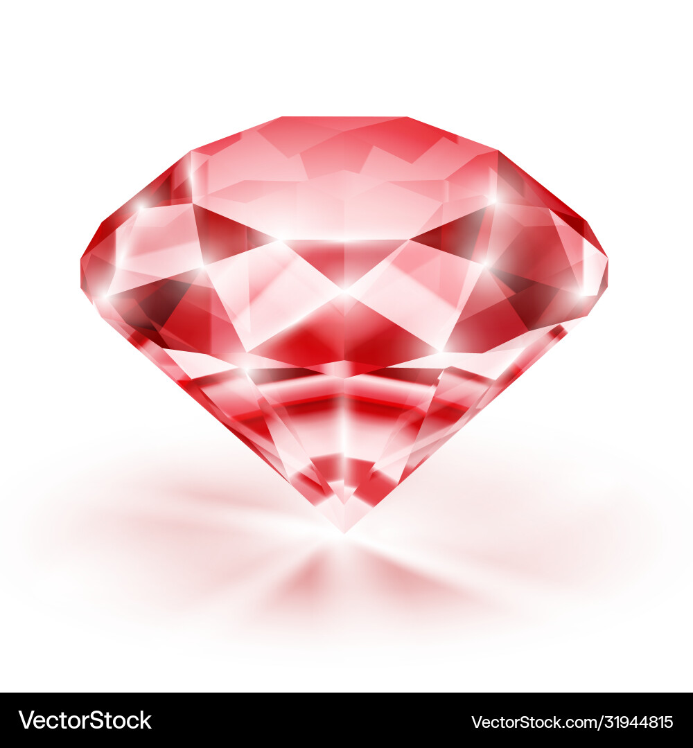 Realistic transparent ruby on white background vector image