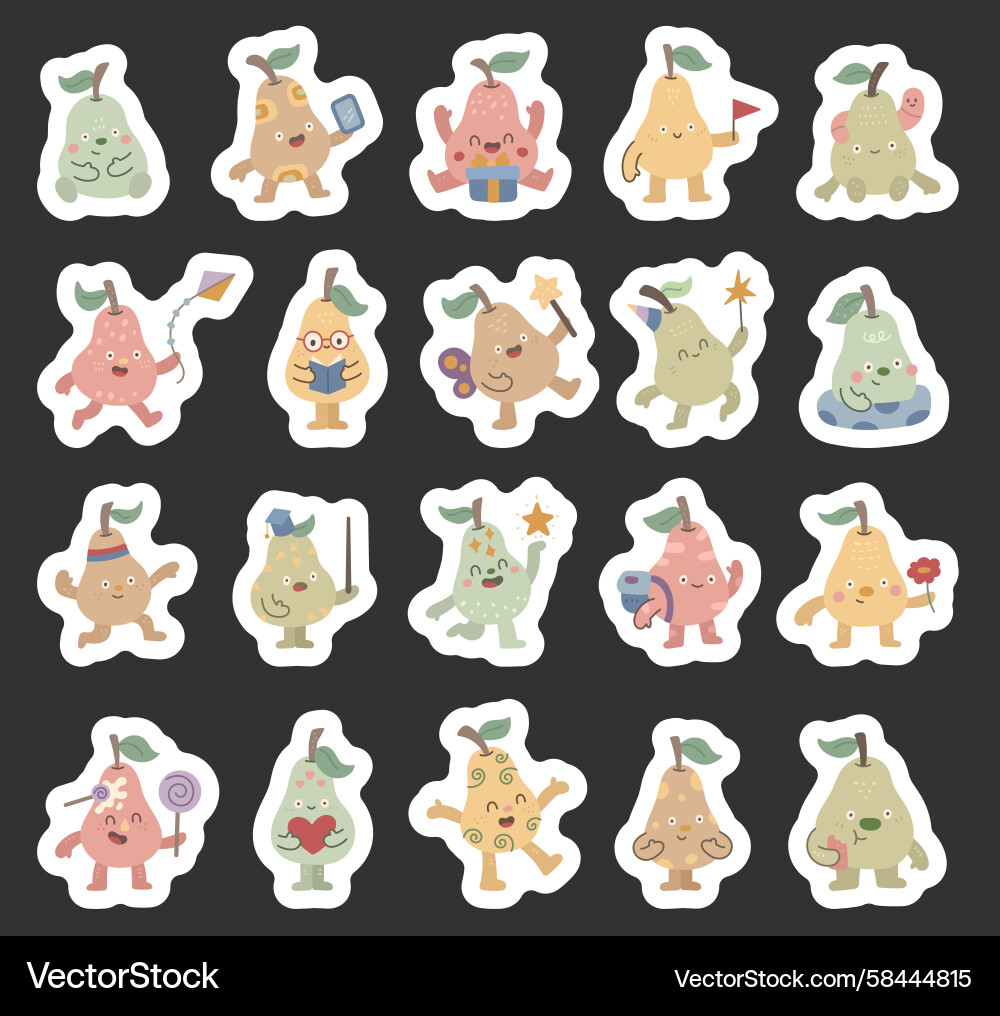 Scandinavian Pear Character Set Vector Image
