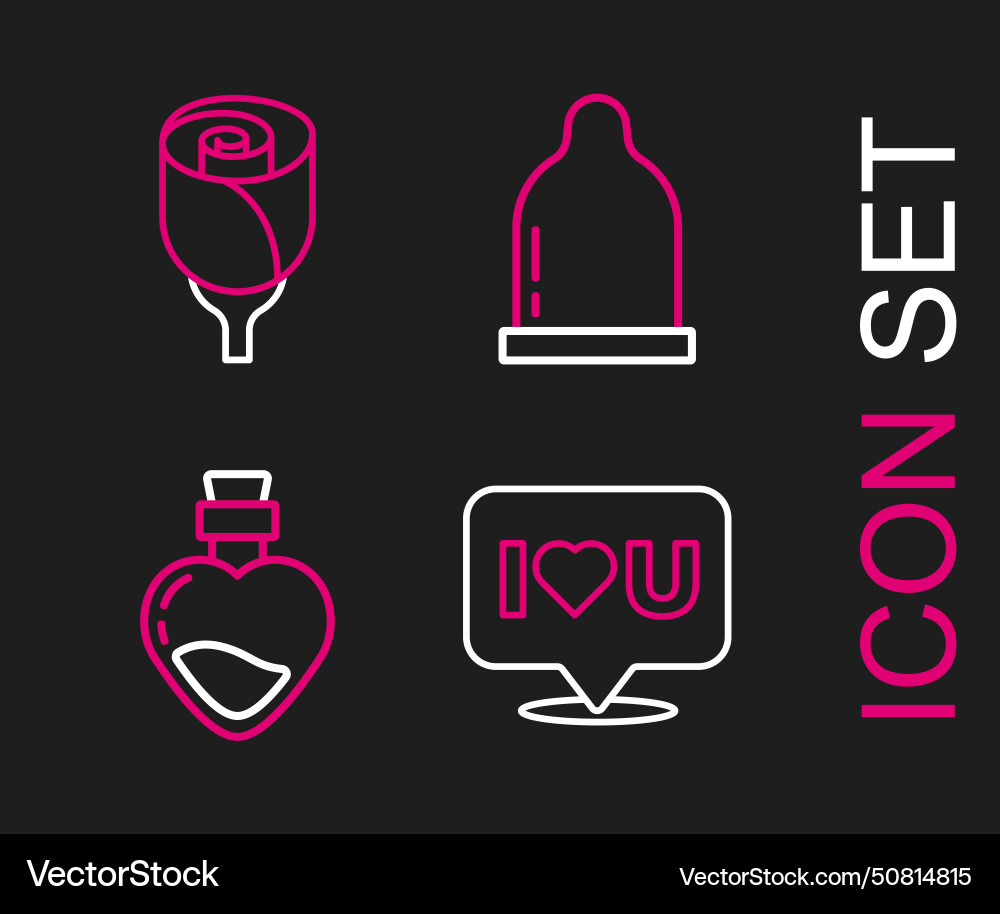 Set line speech bubble with i love you bottle Set line speech bubble with i love you bottle vector image