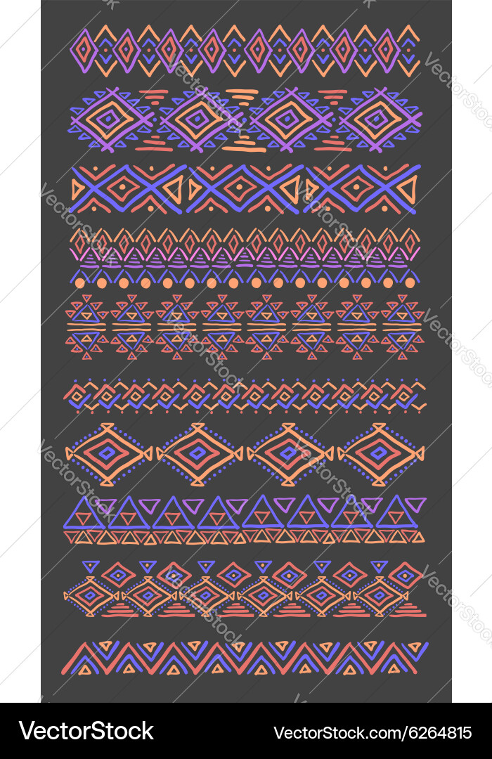 Set of abstract geometric line patterns vector image