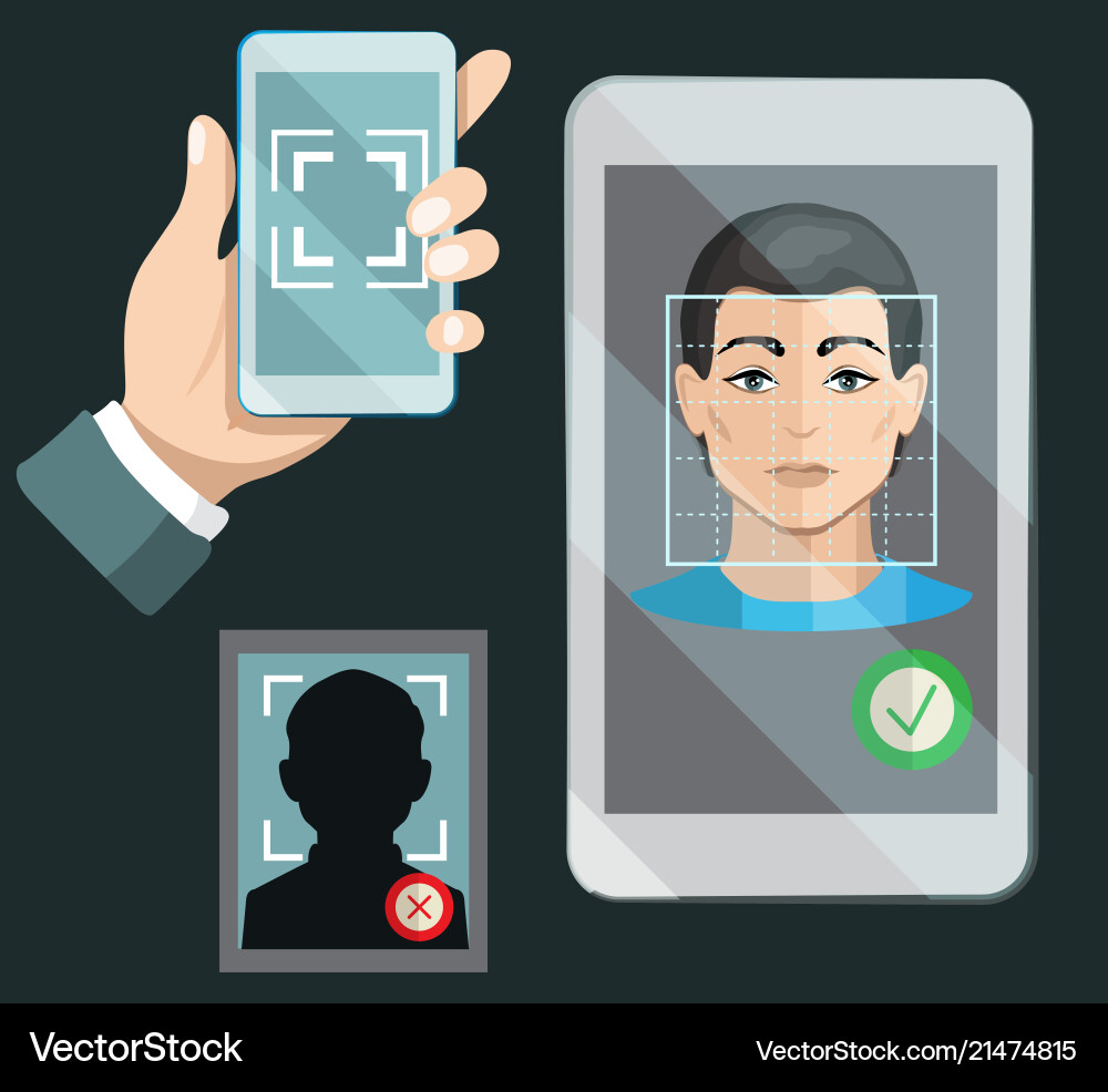 Smartphone Face Recognition System Vector Image
