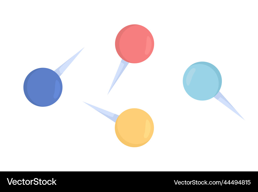 Tacks with round heads semi flat color objects set Tacks with round heads semi flat color objects set vector image