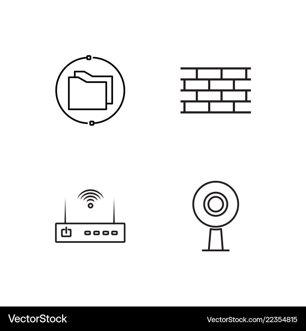 Web Outlined Icon Set - Digital Network Vector Image