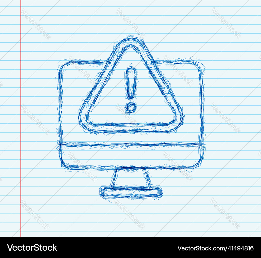 Alert message monitor notification sketch icon Alert message monitor notification sketch icon vector image