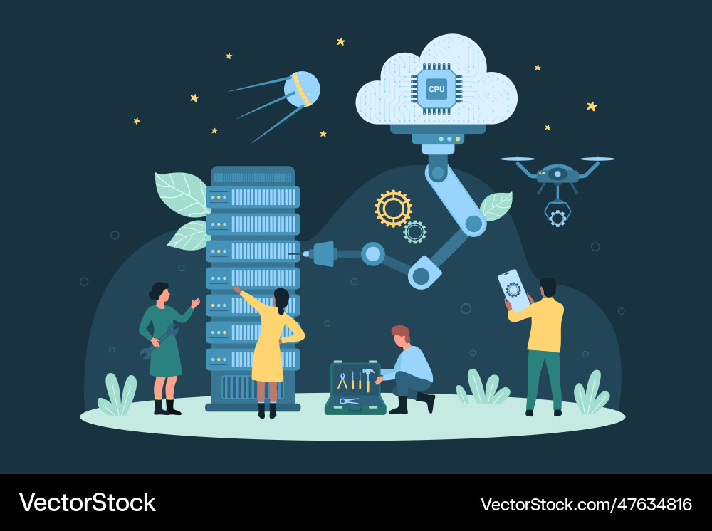 Cloud server automation process smart system Cloud server automation process smart system vector image