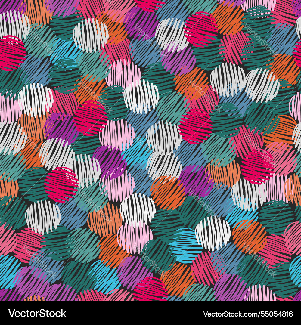 Colorful scribble circles seamless pattern Vector Image