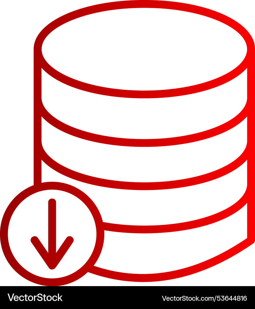 Database download line gradient icon Vector Image