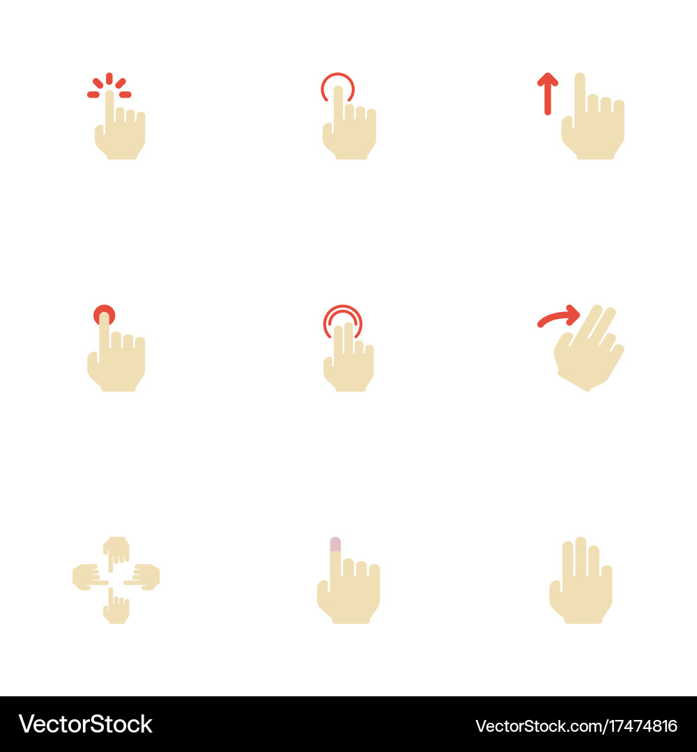 Flat icons touchscreen nudge double click Vector Image