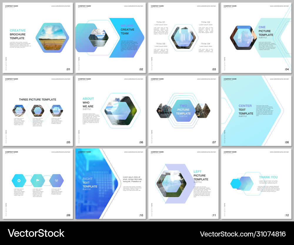 Minimal brochure templates with colorful hexagonal Vector Image