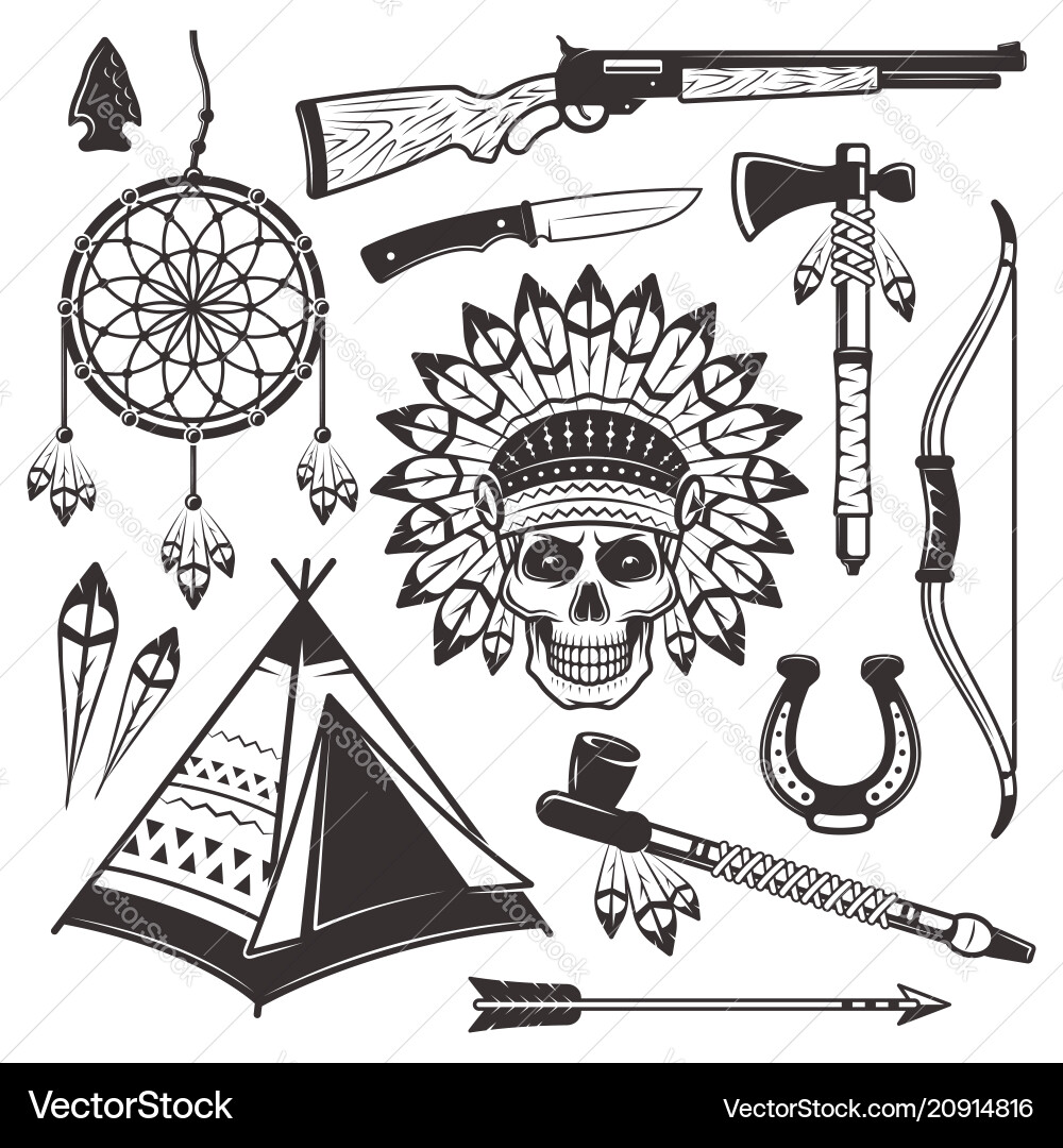 Native American Tribal Elements vector image