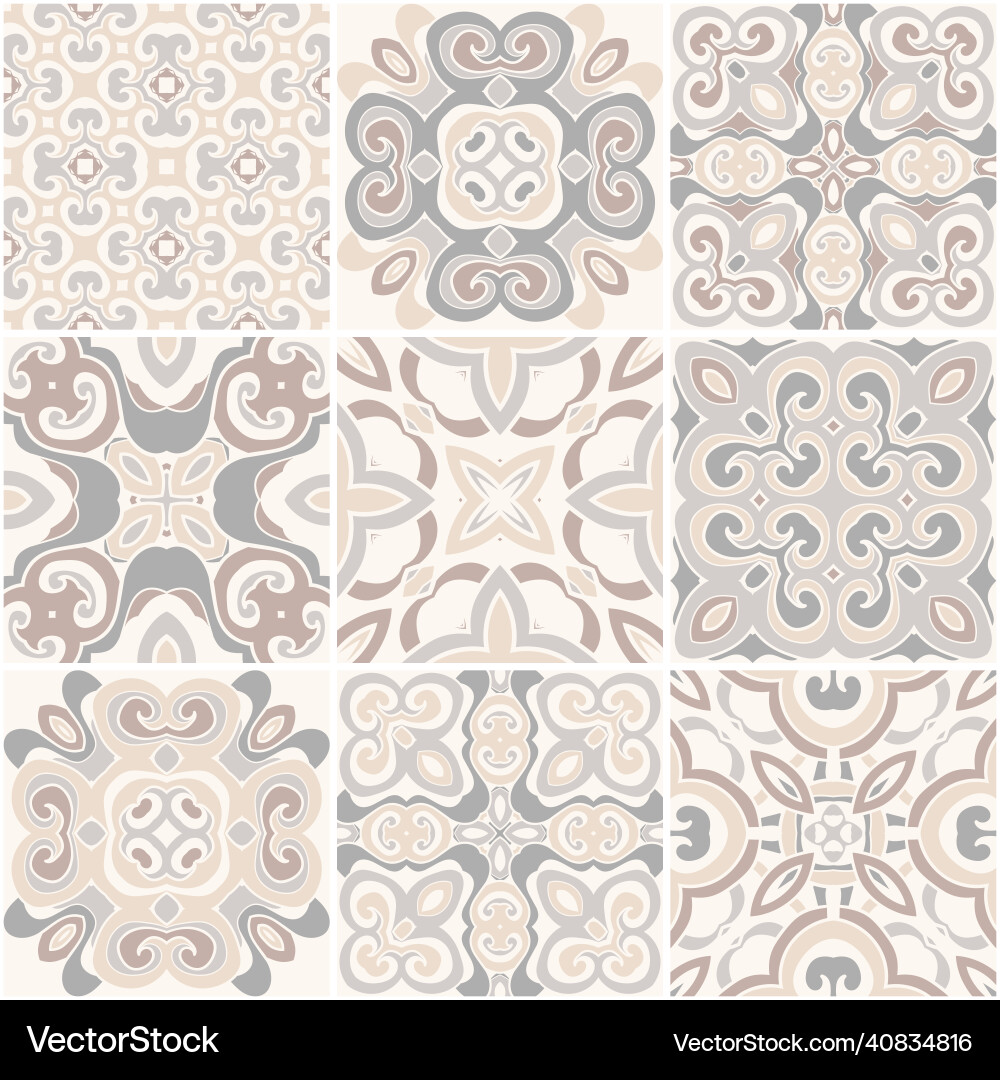 Patchwork seamless pattern tiles azulejos Vector Image