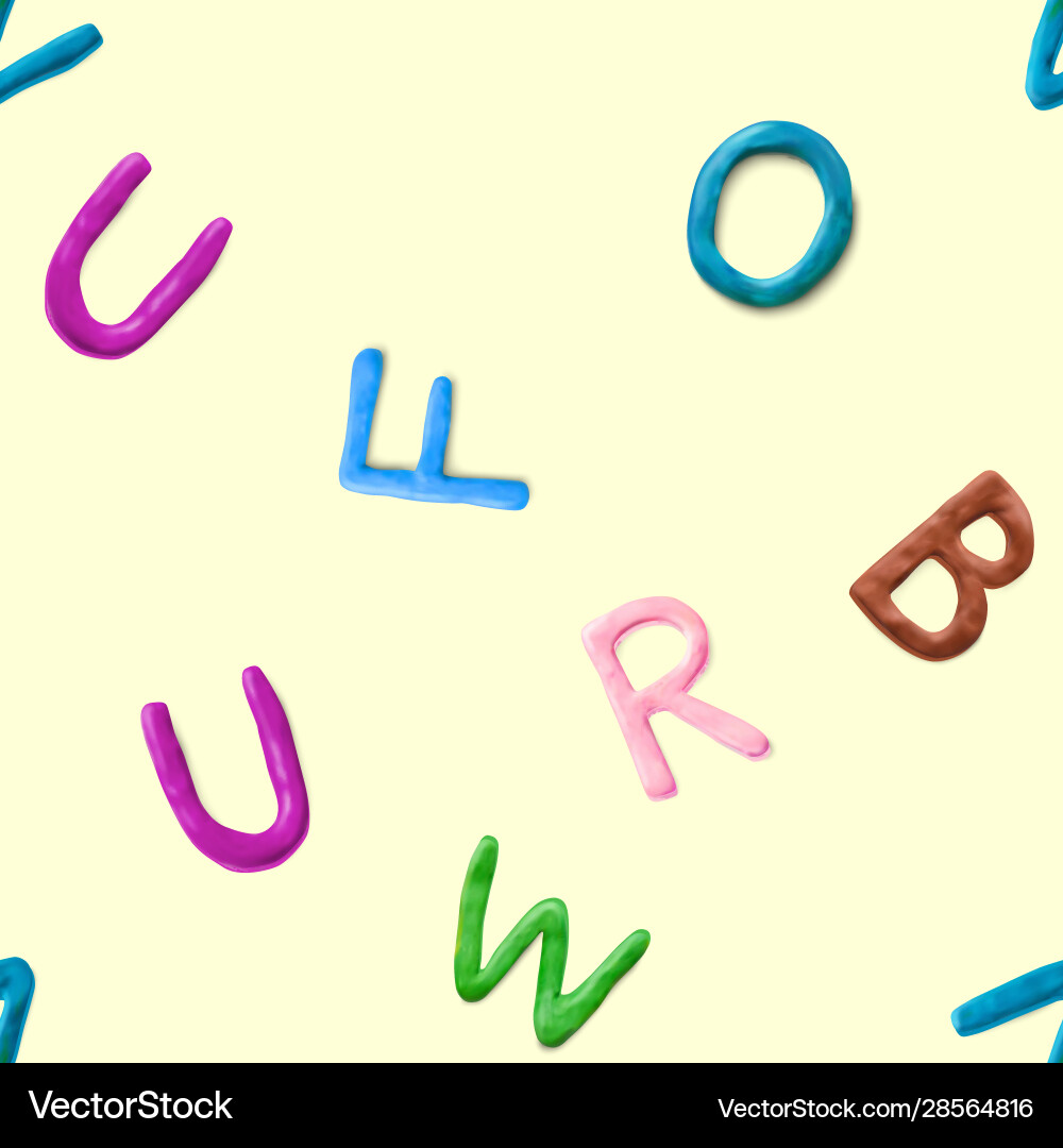 Seamless pattern with alphabet handmade modeling Vector Image