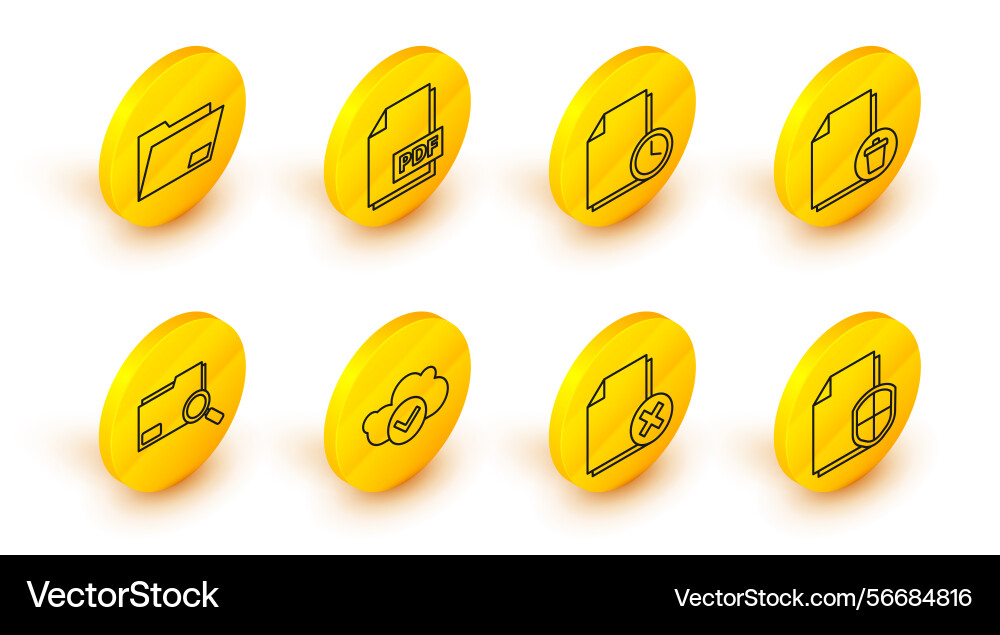 Set line document protection concept delete file Vector Image