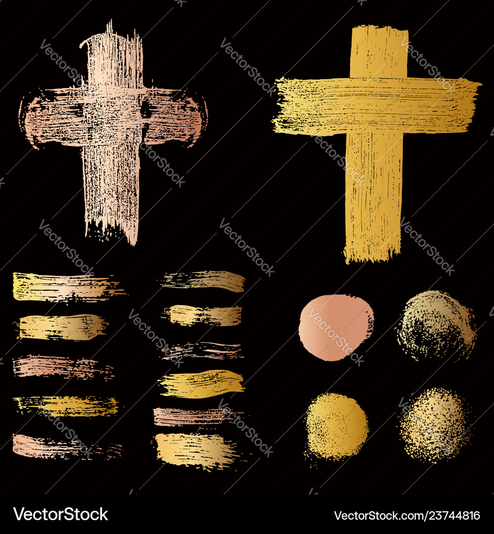 Set of golden style brush strokes design element Set of golden style brush strokes design element vector image