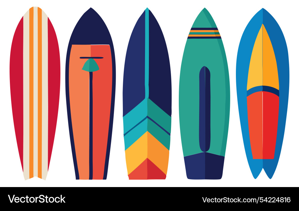 Surfboard element collection white background Vector Image