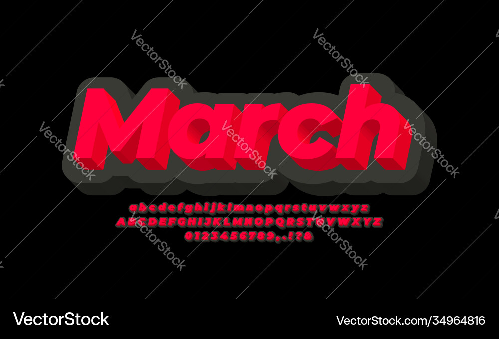 Text effect or font 3d red and black bold Text effect or font 3d red and black bold Vector Image