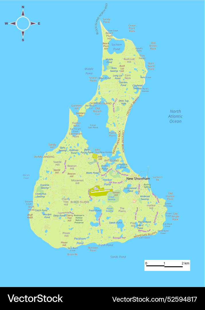 Artistic map of block island Vector Image