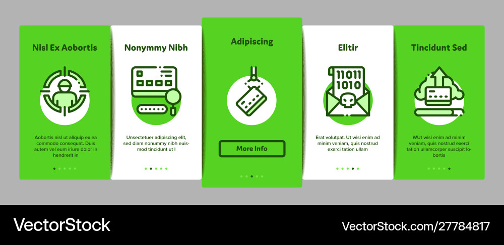 Carder hacker onboarding elements icons set Carder hacker onboarding elements icons set vector image