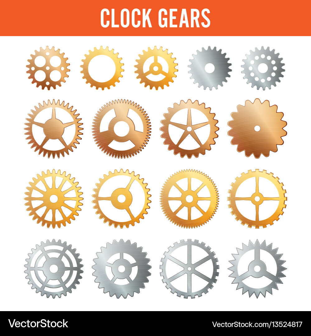 Clock Gears - Metal Icons – Royalty-Free Vector | VectorStock, image size:1000x1080