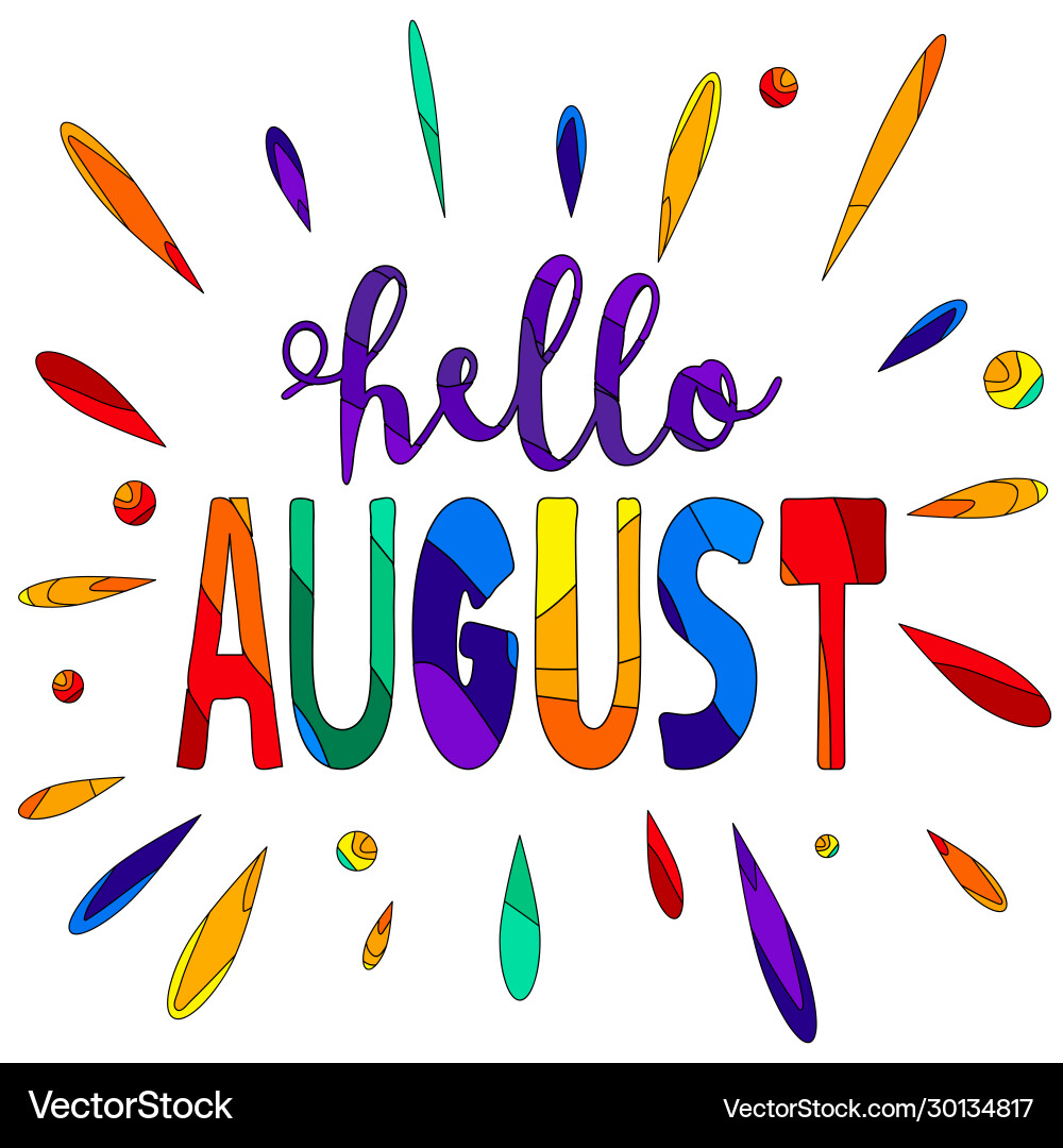 Colorful August Inscription Royalty Free Vector Image