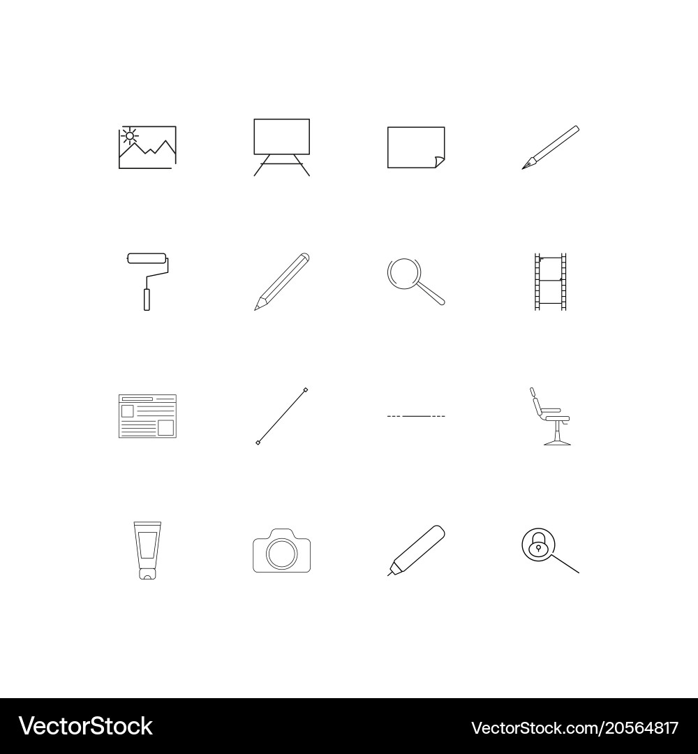 Creative process and design simple linear icons vector image