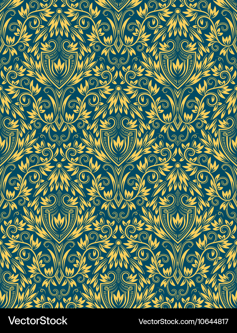 Damask seamless pattern repeating background vector image