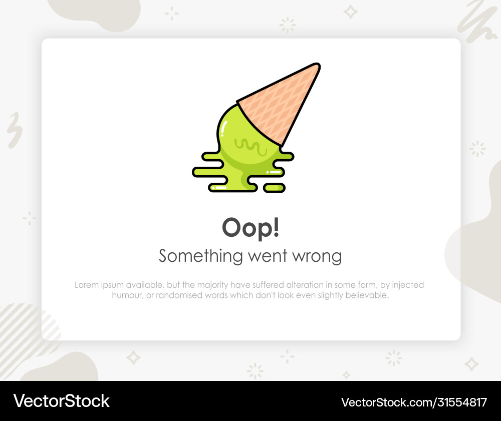 Error page not found something went wrong Error page not found something went wrong vector image